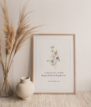 Load image into Gallery viewer, Philippians 4:13 I Can Do All Things Through Christ Bible Verse Printables, Floral Scripture