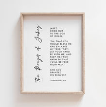 Load image into Gallery viewer, The Prayer Of Jabez 1 Chronicles 4:10 Mailed Print, Modern Scripture