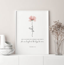 Load image into Gallery viewer, Proverbs 31:25 She Printables, Floral Scripture