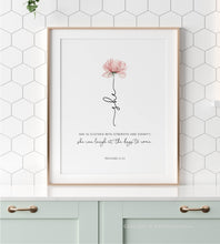Load image into Gallery viewer, Proverbs 31:25 She Printables, Floral Scripture