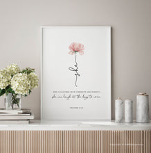 Load image into Gallery viewer, Proverbs 31:25 She Printables, Floral Scripture