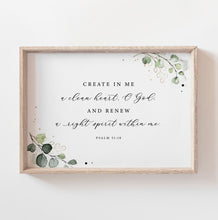 Load image into Gallery viewer, Psalm 51:10 KJV A Clean Heart Printables, Greenery Scripture