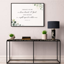 Load image into Gallery viewer, Psalm 51:10 KJV A Clean Heart Printables, Greenery Scripture