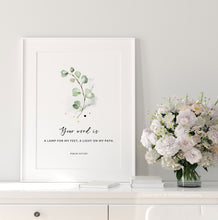 Load image into Gallery viewer, Psalm 119:105 Your Word Bible Verse Printables, Greenery Scripture