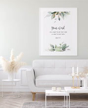 Load image into Gallery viewer, Psalm 119:105 Your Word is a Lamp Printables, Greenery Scripture