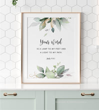 Load image into Gallery viewer, Psalm 119:105 Your Word is a Lamp Printables, Greenery Scripture