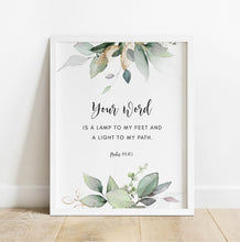 Load image into Gallery viewer, Psalm 119:105 Your Word is a Lamp Printables, Greenery Scripture
