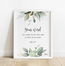 Load image into Gallery viewer, Psalm 119:105 Your Word is a Lamp Printables, Greenery Scripture