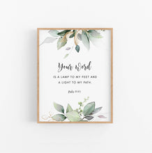 Load image into Gallery viewer, Psalm 119:105 Your Word is a Lamp Printables, Greenery Scripture