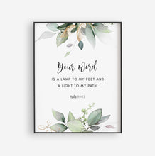 Load image into Gallery viewer, Psalm 119:105 Your Word is a Lamp Printables, Greenery Scripture