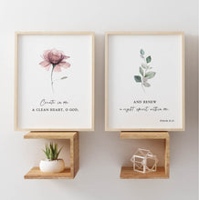 Load image into Gallery viewer, Psalm 51:10 Renew a Right Spirit Set of 2 Printables, Floral Scripture
