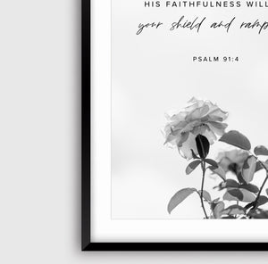Psalm 91:4 He Will Cover You Set of 3 Printables, Floral Scripture