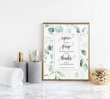 Load image into Gallery viewer, 1 Thessalonians 5:16-18 Rejoice Pray Thanks Art Print, Greenery Scripture