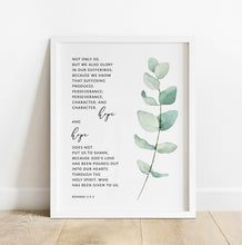 Load image into Gallery viewer, Romans 5:3-5 Perseverance Hope Printables, Greenery Scripture