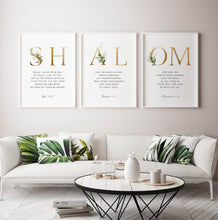 Load image into Gallery viewer, Shalom Set of 3 Printables, Gold Scripture