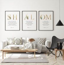 Load image into Gallery viewer, Shalom Set of 3 Printables, Gold Scripture