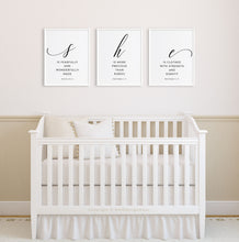 Load image into Gallery viewer, She Is Set of 3 Nursery Printables, Modern Scripture