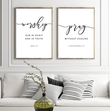 Load image into Gallery viewer, John 4:24 Worship Pray Set of 2 Printables, Modern Scripture