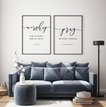 Load image into Gallery viewer, John 4:24 Worship Pray Set of 2 Printables, Modern Scripture