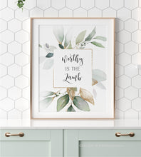 Load image into Gallery viewer, Easter Wall Art, Worthy Is The Lamb Printables, Greenery Scripture