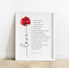 Load image into Gallery viewer, 1 Corinthians 13:4-8 Love Printables, Floral Scripture
