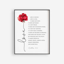Load image into Gallery viewer, 1 Corinthians 13:4-8 Love Printables, Floral Scripture
