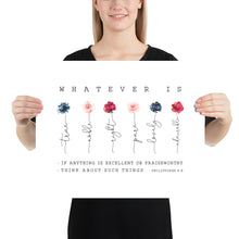 Load image into Gallery viewer, Philippians 4:8 Whatever Is True Art Print, Floral Scripture
