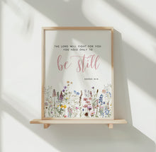 Load image into Gallery viewer, Exodus 14:14 Be Still Printables, Floral Scripture

