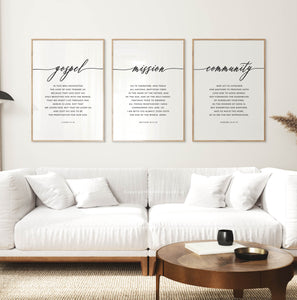 Gospel Mission Community Set of 3 Printables, Modern Scripture