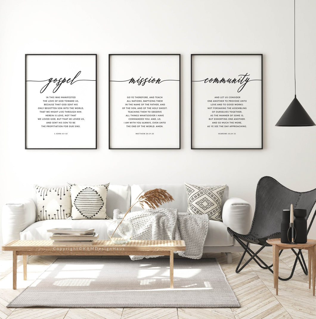 Gospel Mission Community Set of 3 Printables, Modern Scripture