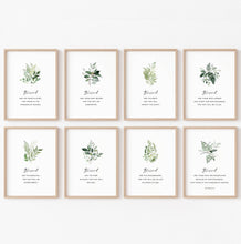 Load image into Gallery viewer, Matthew 5:3-10 The Beatitudes Set of 8 Printables, Greenery Scripture
