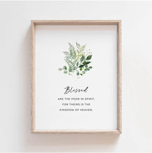 Load image into Gallery viewer, Matthew 5:3-10 The Beatitudes Set of 8 Printables, Greenery Scripture
