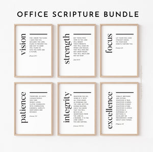 Office Bundle Set of 6 Printables, Modern Scripture