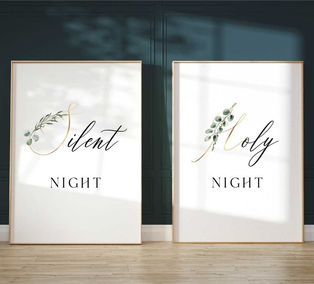 Silent Night Holy Night Set of 2 Printables, Christmas Scripture