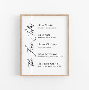 The Five Solas Art Print, Modern Scripture