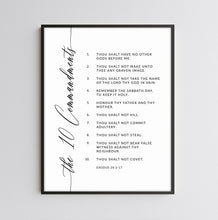 Load image into Gallery viewer, 10 commandments scripture wall art print black frame
