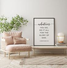 Load image into Gallery viewer, 1 Corinthians 10:31 For the Glory of God Art Print, Modern Scripture

