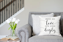 Load image into Gallery viewer, Modern Love Each Other Premium Linen Style Pillow
