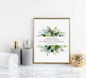 1 Thessalonians 5:16-18 Rejoice Always Printables, Greenery Scripture