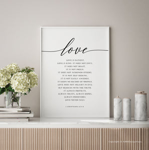 1 Corinthians 13:4-8 Love Printables, Wedding Modern Scripture