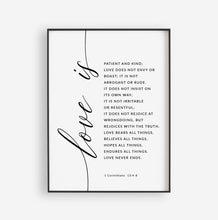 Load image into Gallery viewer, 1 Corinthians 13:4-8 Love Is Patient Printables, Wedding Modern Scripture
