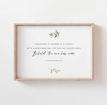 Load image into Gallery viewer, 2 Corinthians 5:17 A New Creation Printables, Greenery Scripture
