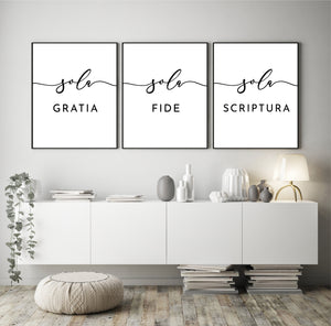 The Five Solas set of 5 Christian Printables, Modern Quote Download