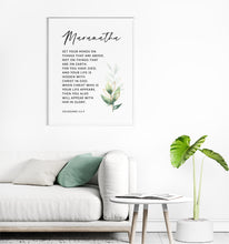 Load image into Gallery viewer, Colossians 3:2-4 Maranatha Bible Verse Printables, Greenery Scripture
