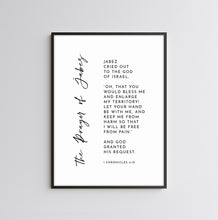 Load image into Gallery viewer, The Prayer Of Jabez 1 Chronicles 4:10 Mailed Print, Modern Scripture
