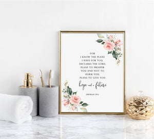 Jeremiah 29:11 Hope And A Future Printables, Floral Scripture