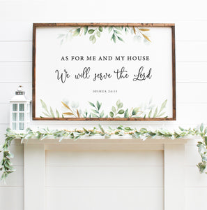 Joshua 24:15 Serve the Lord Mailed Print, Greenery Scripture