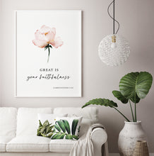 Load image into Gallery viewer, Lamentations 3:23 Your Faithfulness Art Print, Floral Scripture

