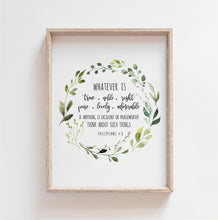 Load image into Gallery viewer, Philippians 4:8 Whatever is True Printables, Greenery Scripture
