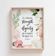 Load image into Gallery viewer, Proverbs 31:25 Printable Bible Verse Wall Art
